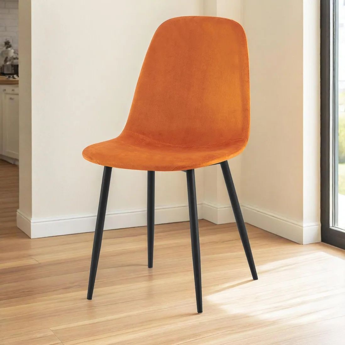 DS Living Luxe Set of 2 Apricot Orange Dining Chairs with Black Powder Legs - image 2