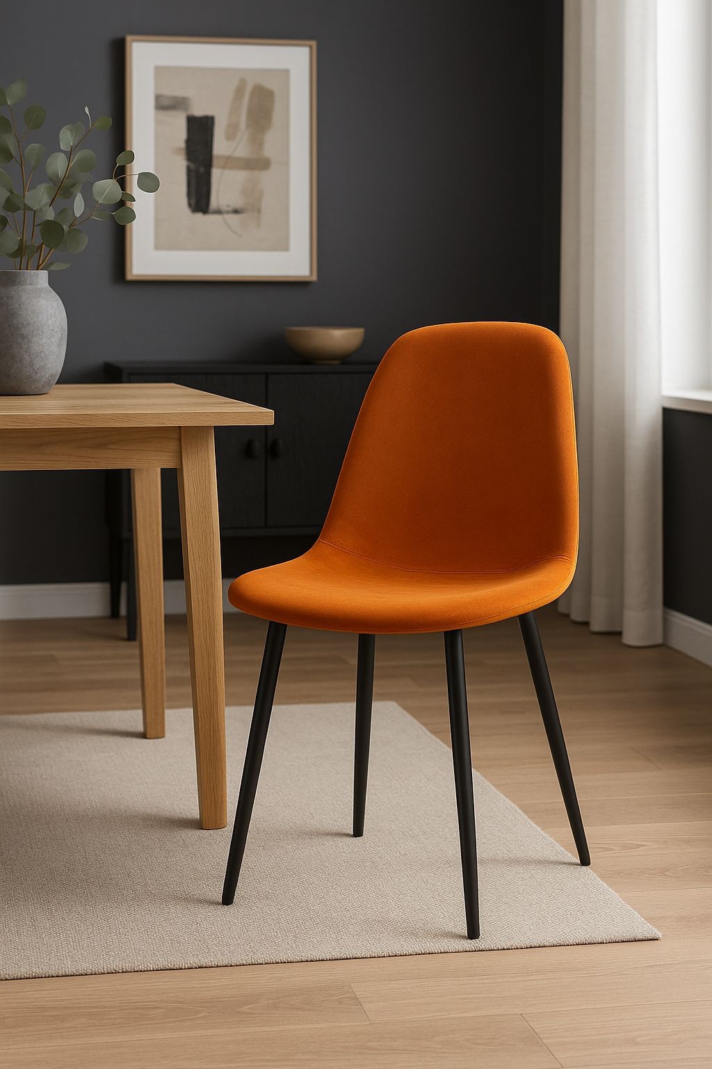 DS Living Luxe Set of 2 Apricot Orange Dining Chairs with Black Powder Legs - image 3
