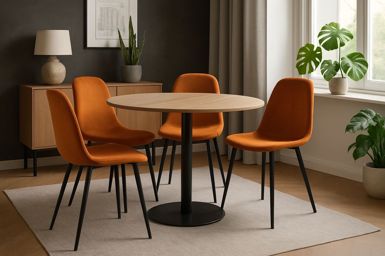 DS Living Luxe Set of 2 Apricot Orange Dining Chairs with Black Powder Legs - image 4