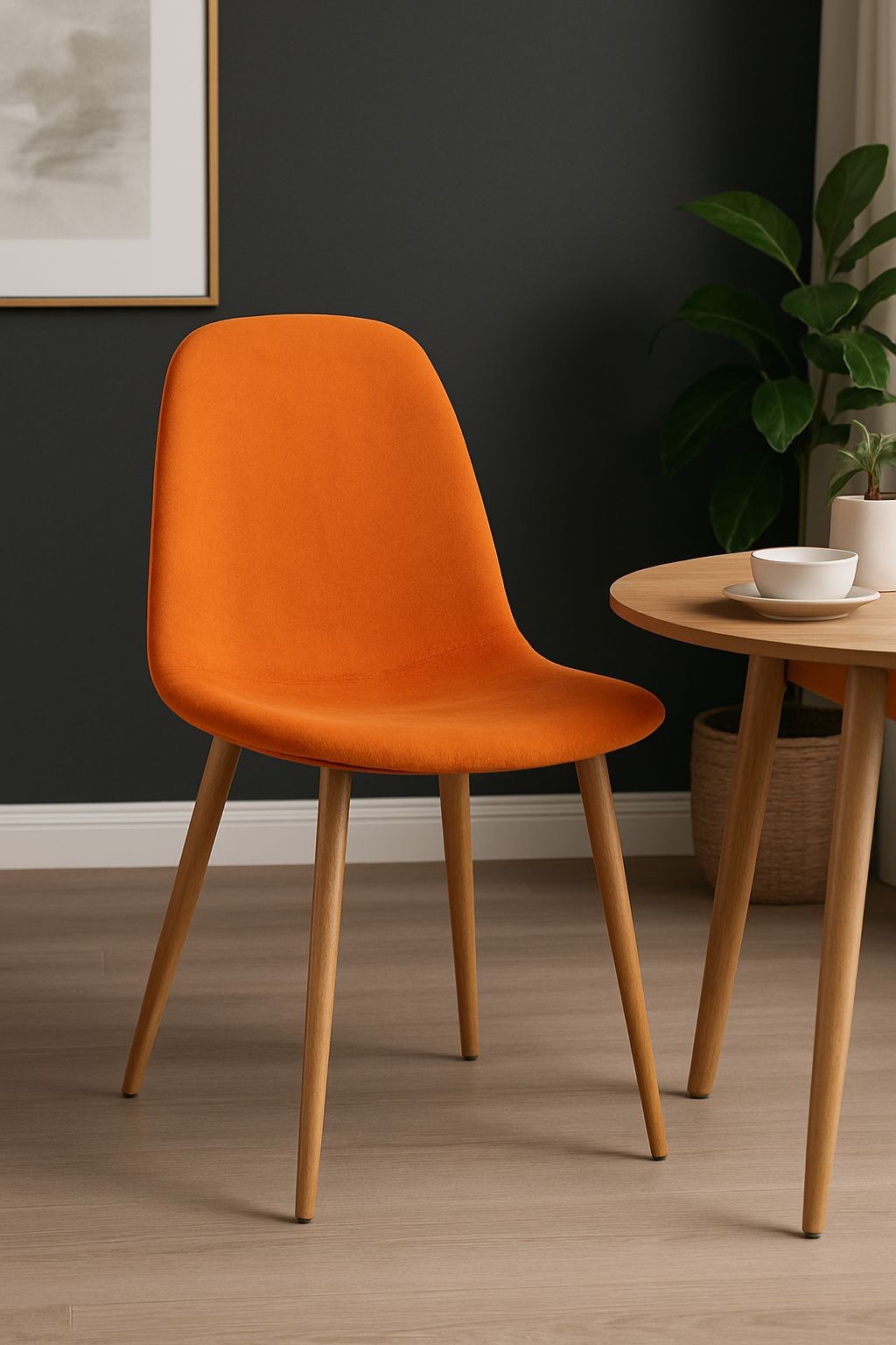 DS Living Luxe Set of 2 Apricot Orange Dining Chairs with Wood Printed Coating - image 2