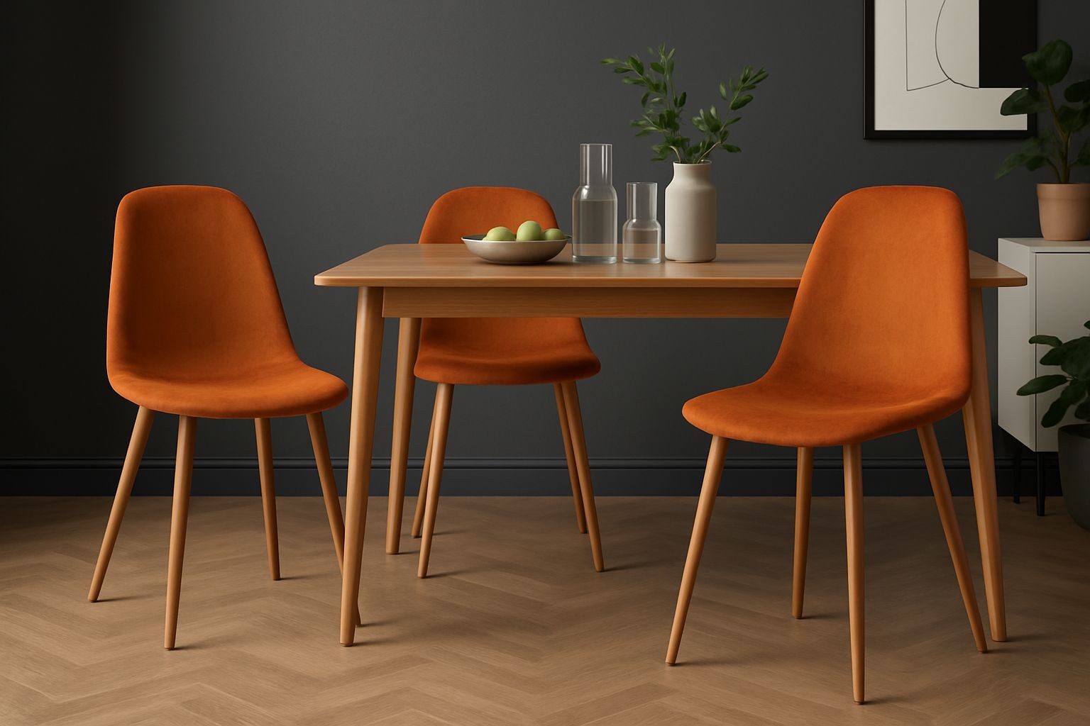 DS Living Luxe Set of 2 Apricot Orange Dining Chairs with Wood Printed Coating - image 3