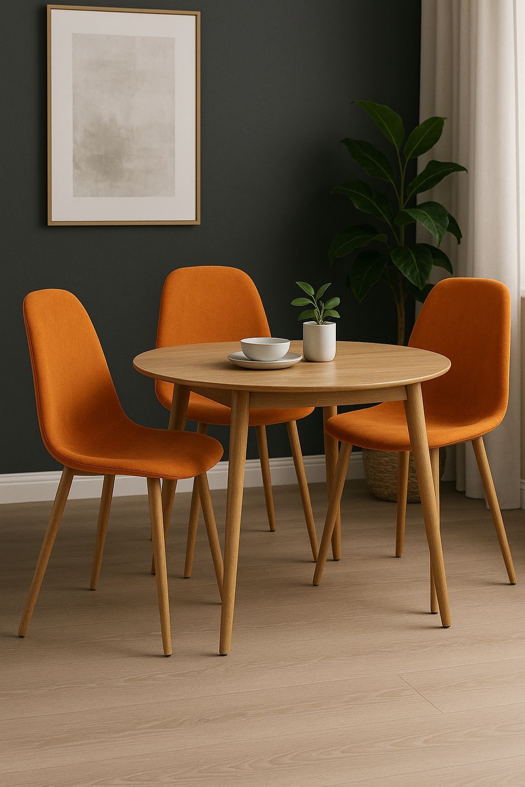 DS Living Luxe Set of 2 Apricot Orange Dining Chairs with Wood Printed Coating - image 4