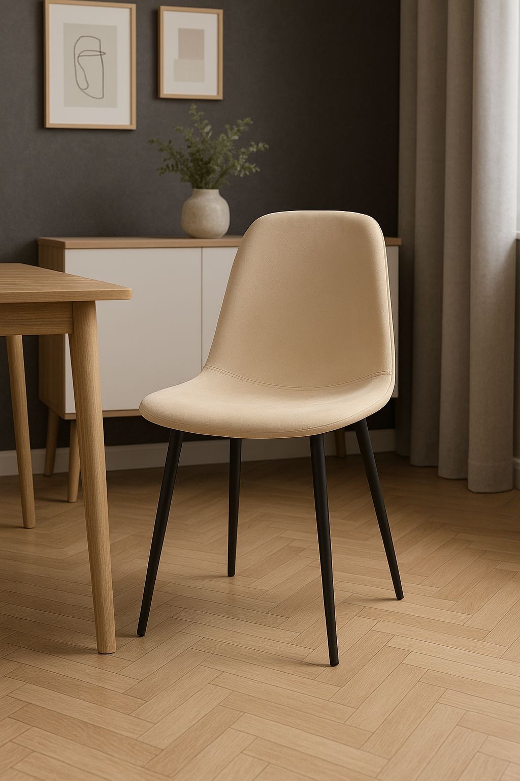 DS Living Luxe Set of 2 Cobbleston Black Dining Chair with Black Powder Legs - image 2