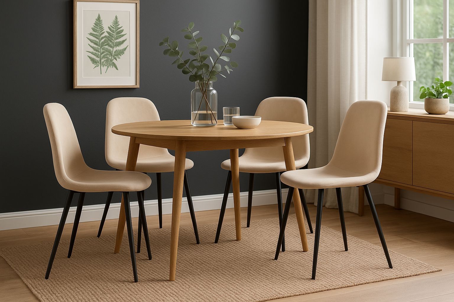 DS Living Luxe Set of 2 Cobbleston Black Dining Chair with Black Powder Legs - image 3