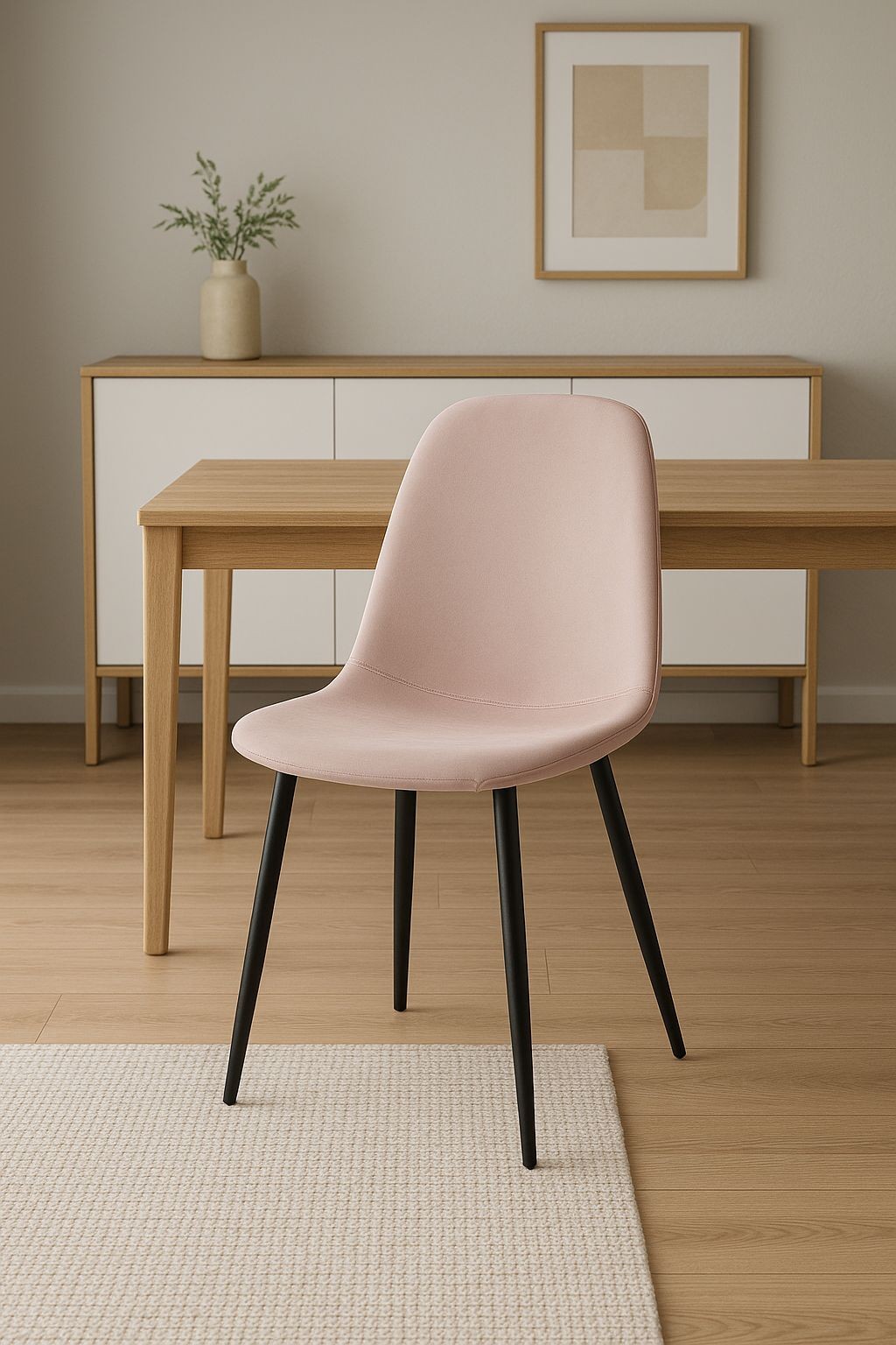 DS Living Luxe Set of 2 Heavenly Pink Dining Chair with Black Powder Legs - image 2