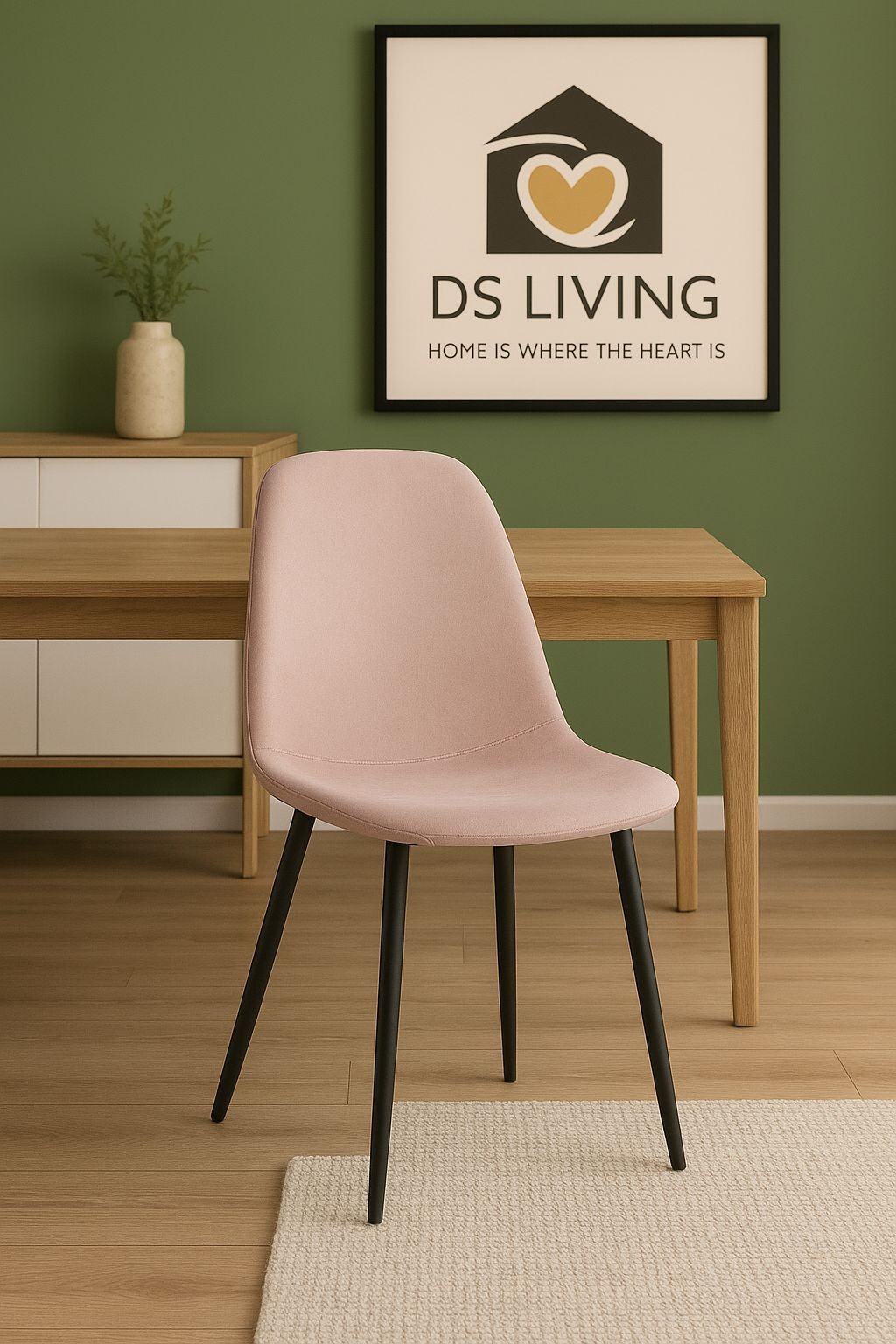 DS Living Luxe Set of 2 Heavenly Pink Dining Chair with Black Powder Legs - image 3