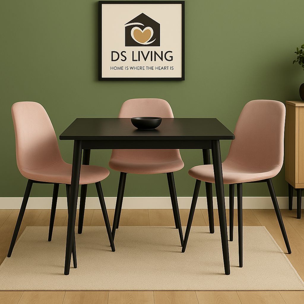 DS Living Luxe Set of 2 Heavenly Pink Dining Chair with Black Powder Legs - image 4