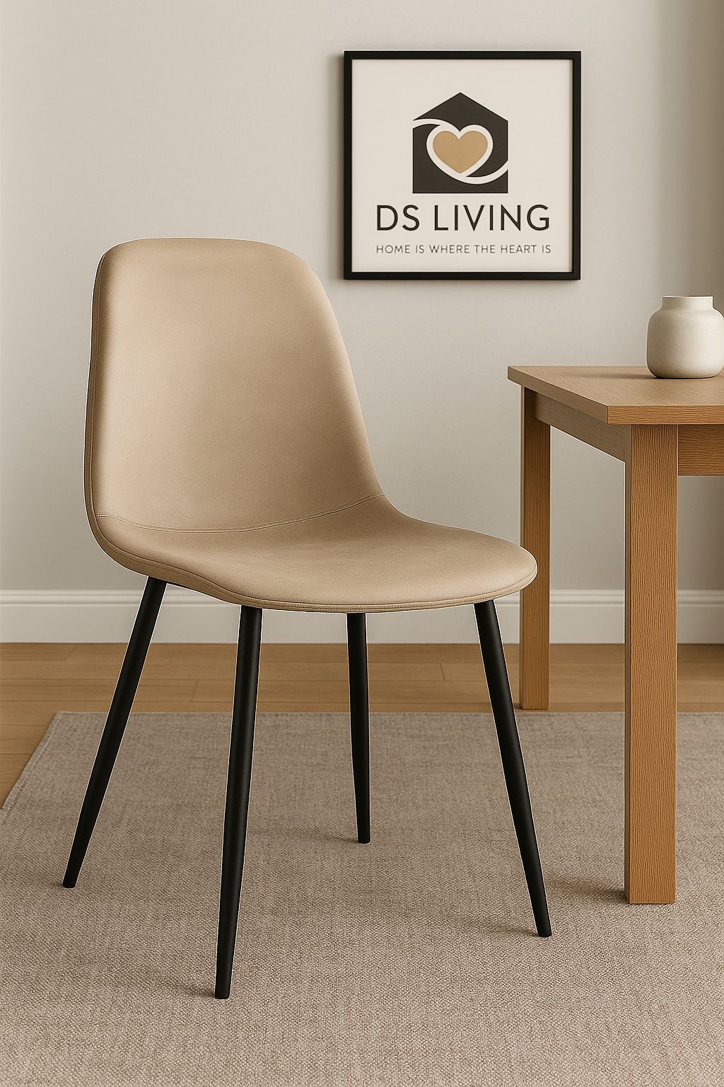 DS Living Luxe Set of 2 Sandshell Dining Chair with Black Powder Legs - image 2