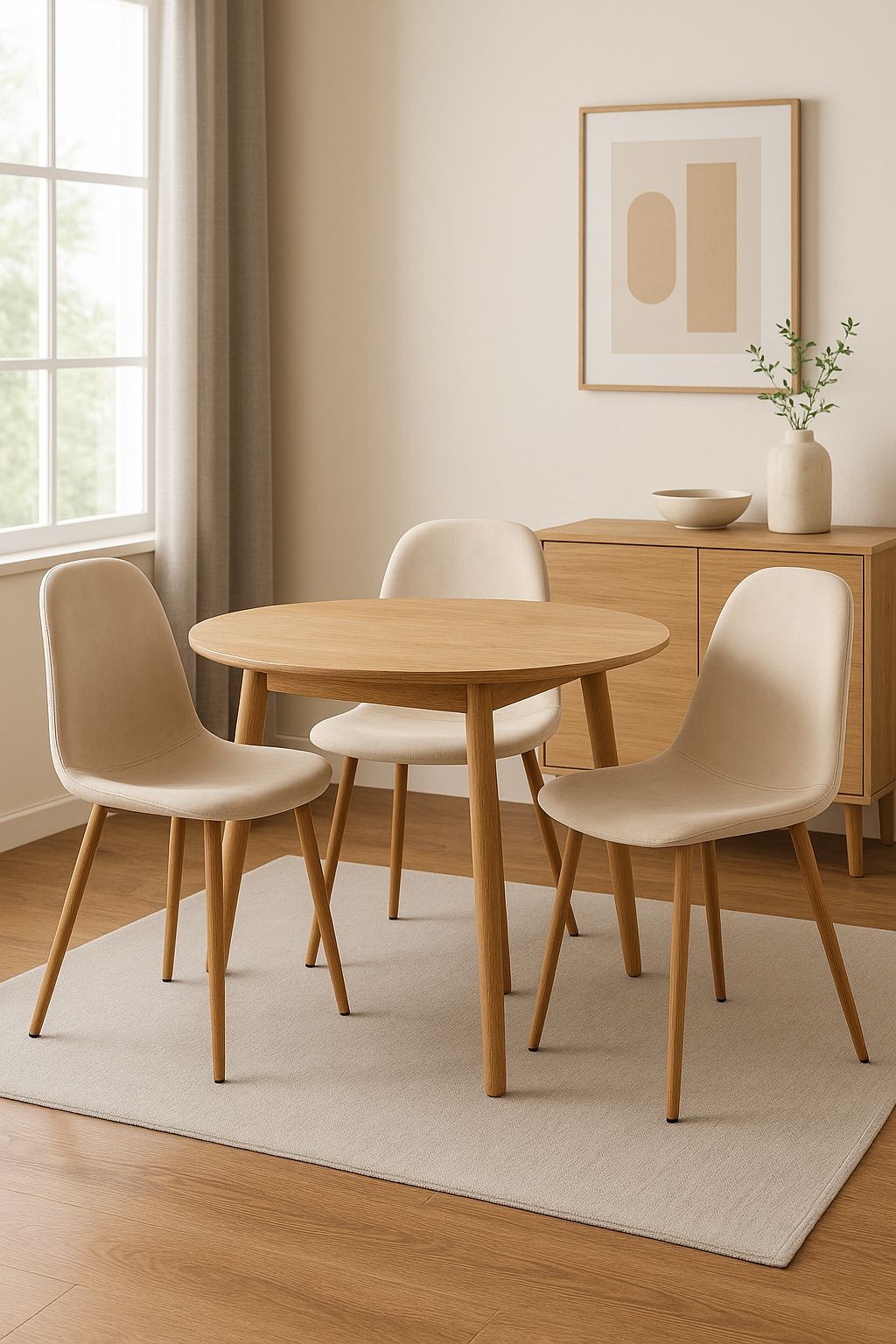 DS Living Luxe Set of 4 Sandshell Dining Chairs with Wood Printed Coating - image 3