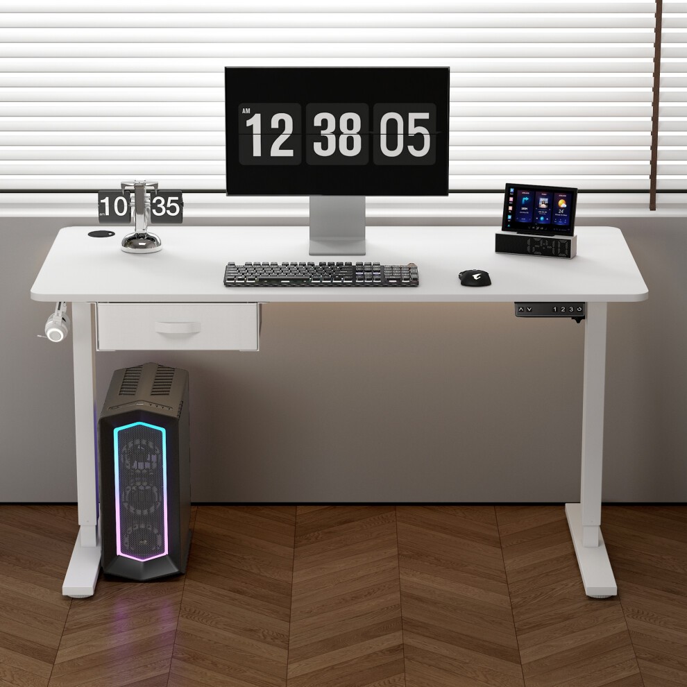 Easton White Height Adjustable Standing Electric Computer Desk 140cm - image 2