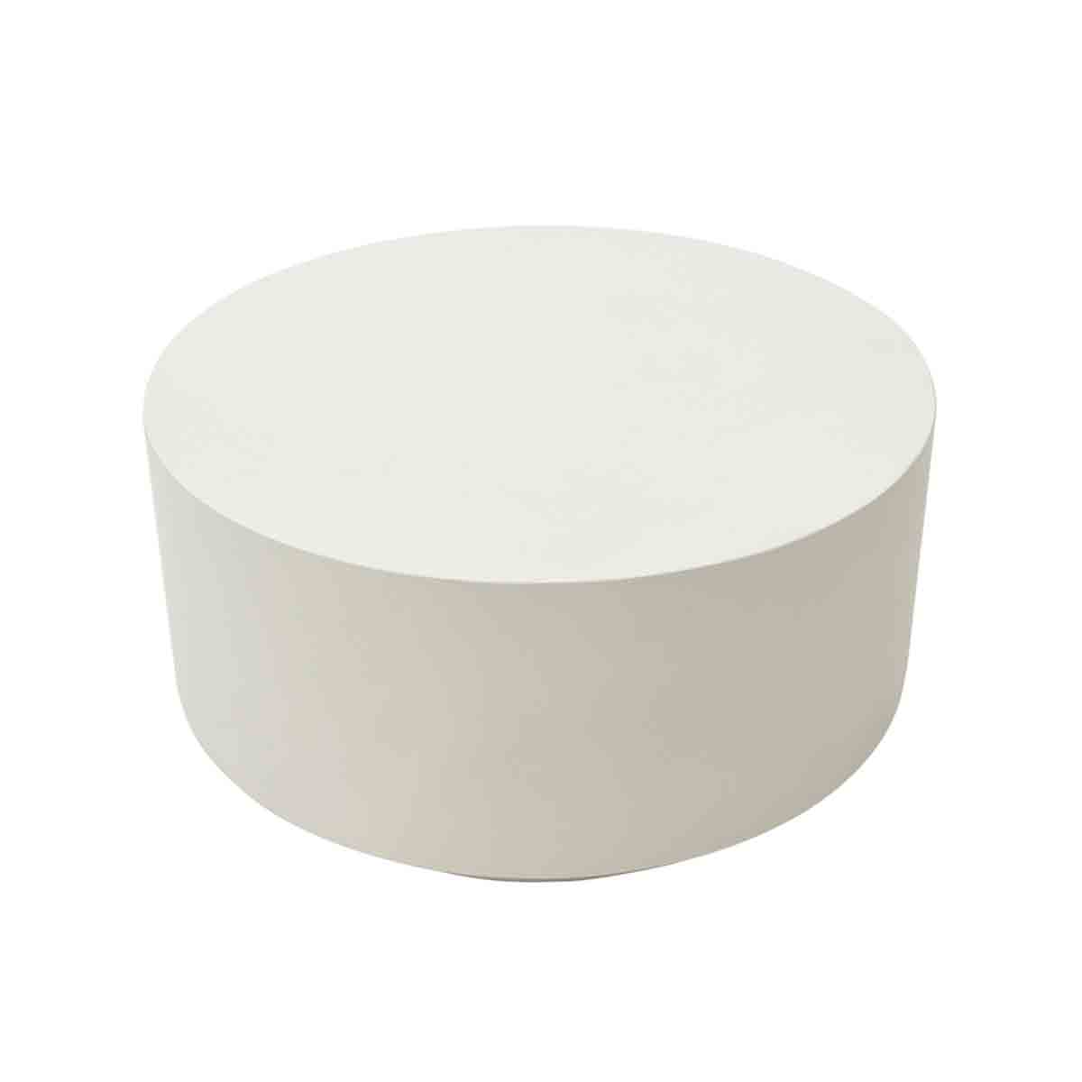 Cream white round coffee table made of GRC, featuring a smooth, minimalist design with a solid surface and no visible seams or embellishments.