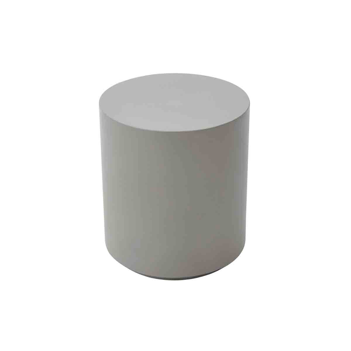 Round side table in space gray with a smooth, matte finish, featuring a minimalist design and sturdy cylindrical shape, ideal for modern decor.