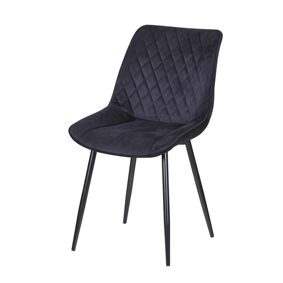 Elle Black Velvet Effect Plush Padded Dining Chair Set of 2 - image 2