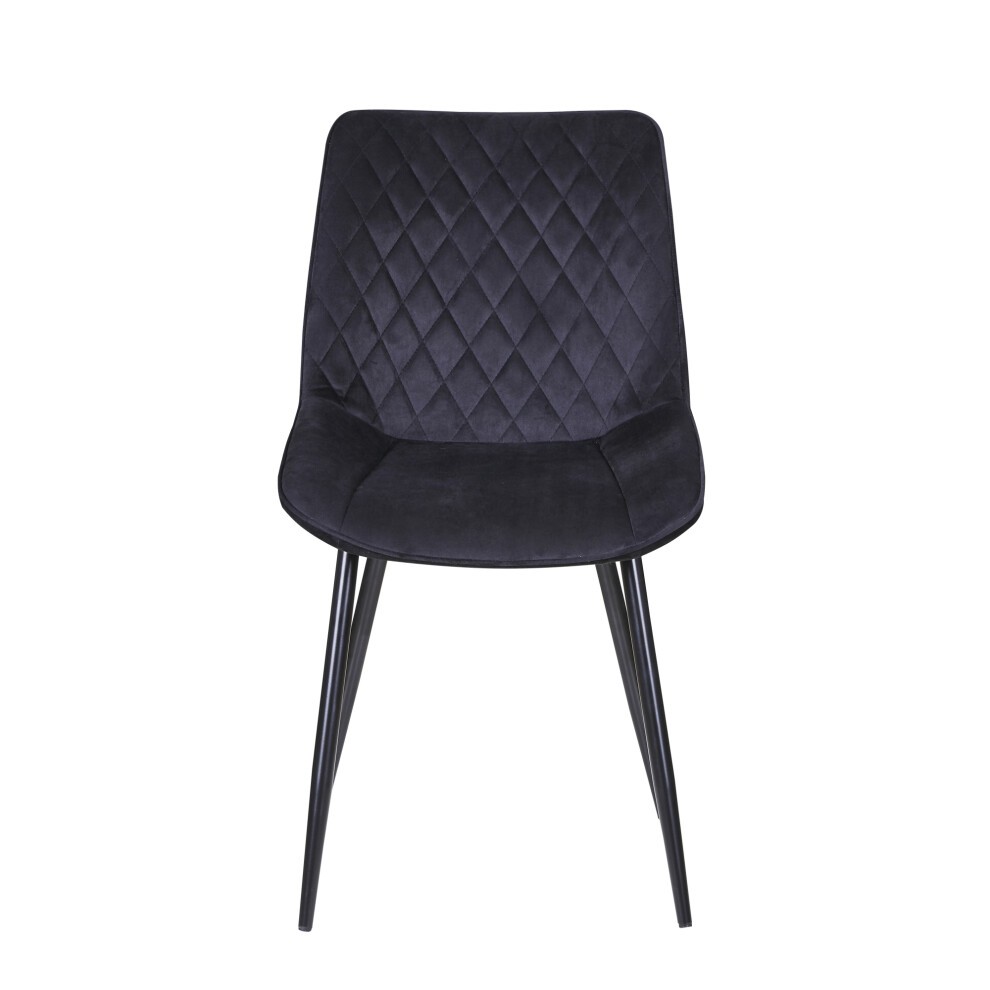 Elle Black Velvet Effect Plush Padded Dining Chair Set of 2 - image 3