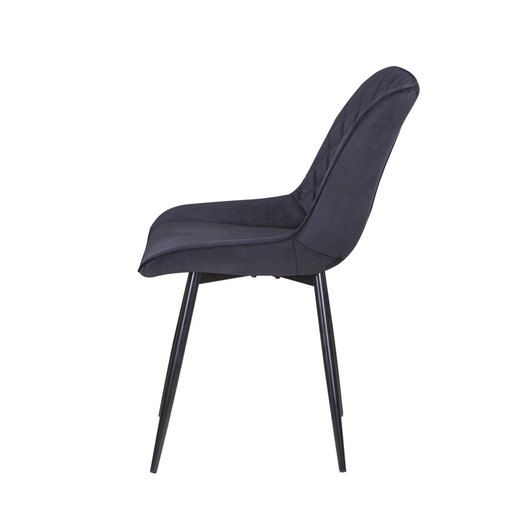 Elle Black Velvet Effect Plush Padded Dining Chair Set of 2 - image 4