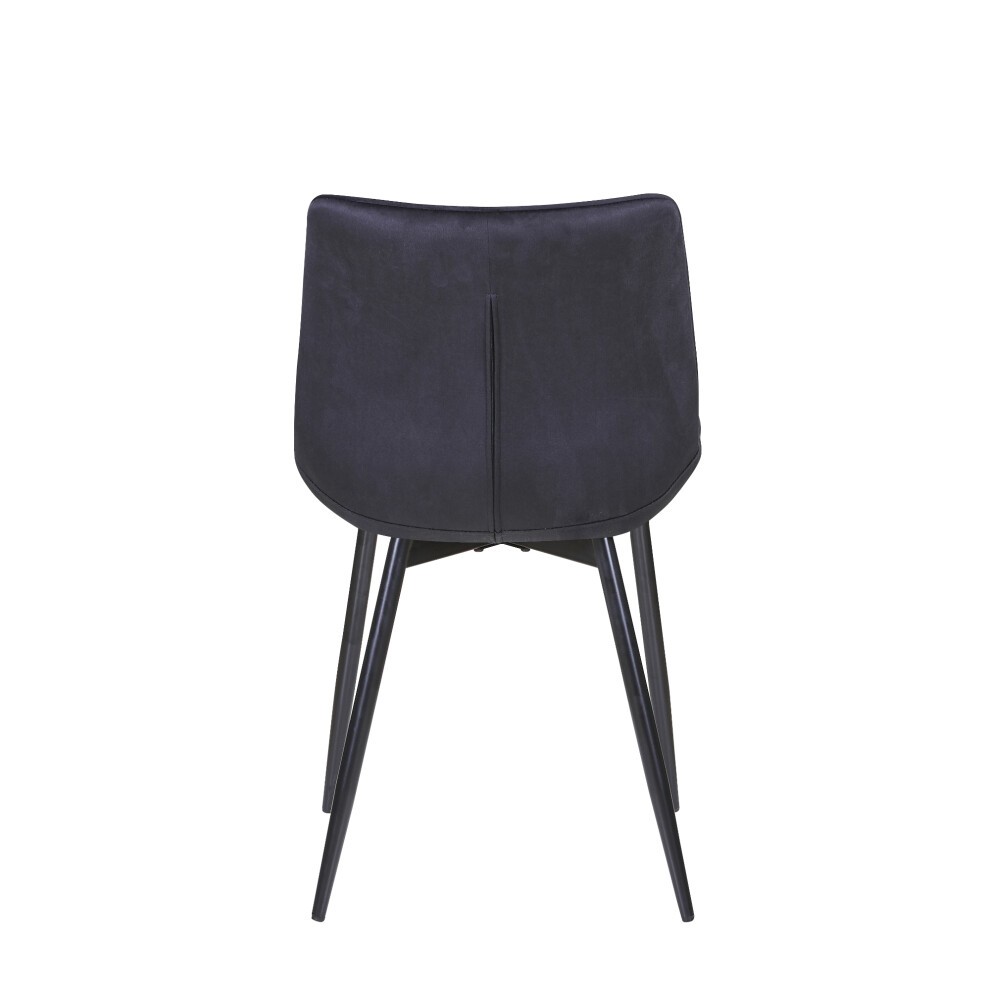 Elle Black Velvet Effect Plush Padded Dining Chair Set of 2 - image 5
