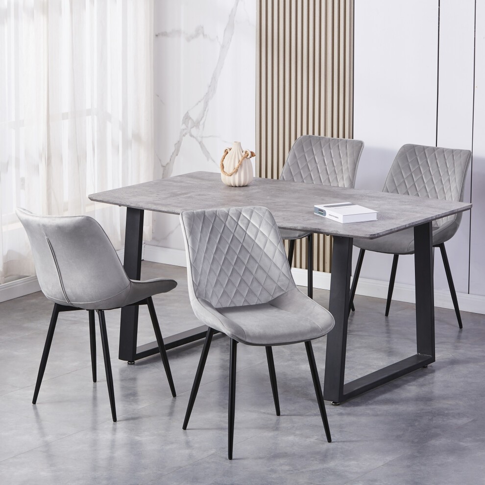 Elle Dark Grey Velvet Effect Plush Padded Dining Chair Set of 2 - image 2