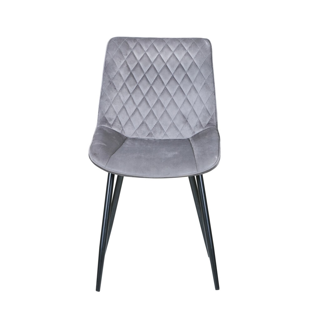 Elle Dark Grey Velvet Effect Plush Padded Dining Chair Set of 2 - image 3