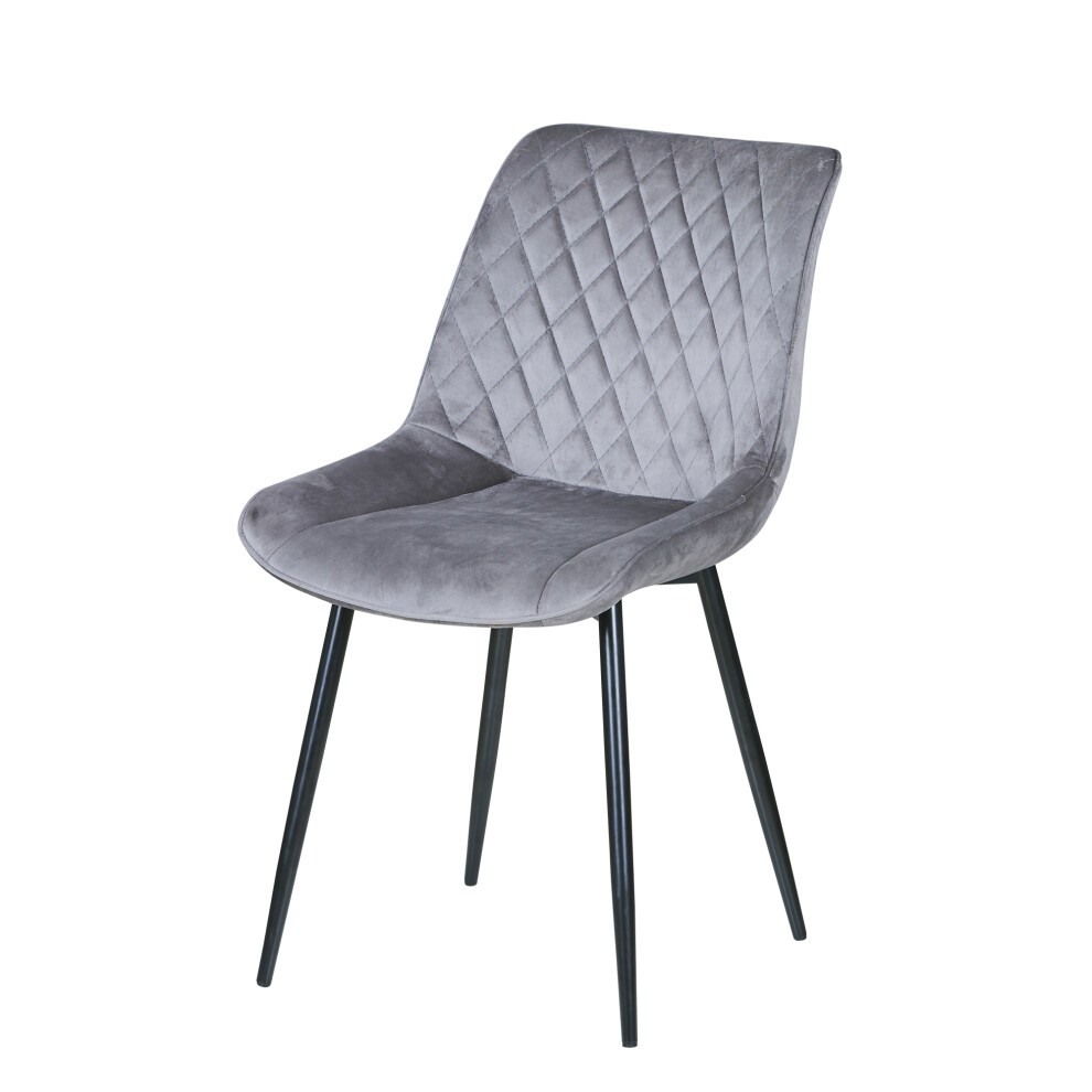 Elle Dark Grey Velvet Effect Plush Padded Dining Chair Set of 2 - image 4