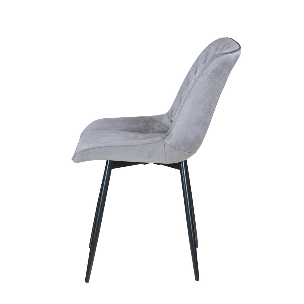 Elle Dark Grey Velvet Effect Plush Padded Dining Chair Set of 2 - image 5