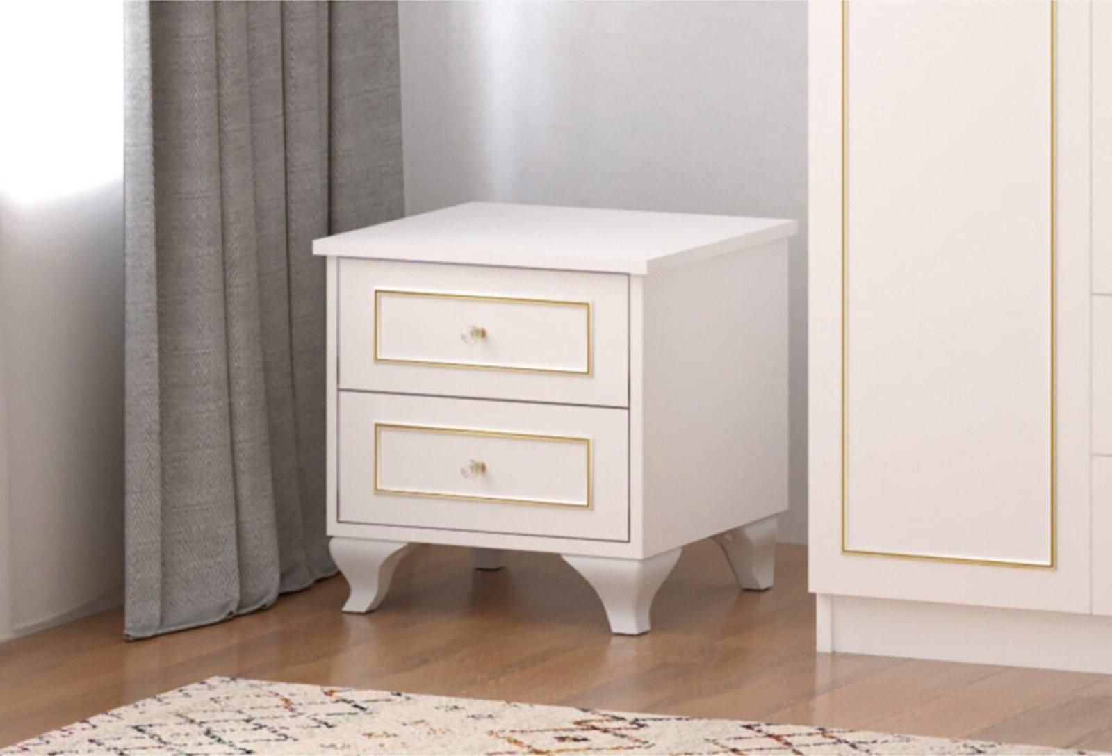 Evu MARIE 2 Drawer White Bedside Table - image 3