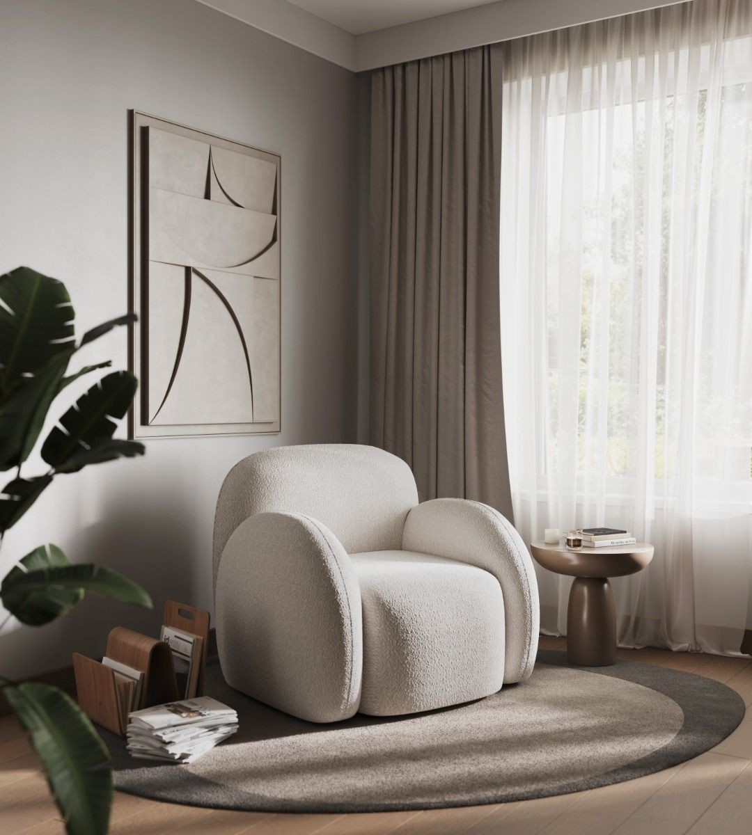 Flair Nina Cream Boucle Teddy Accent Chair - image 3