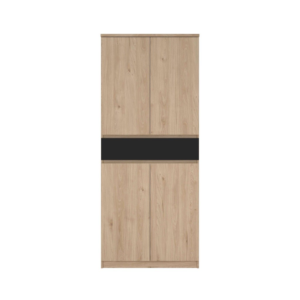 Florence 4 Door Single Drawer Jackson Hickory Oak and Black Shoe Cabinet - image 2