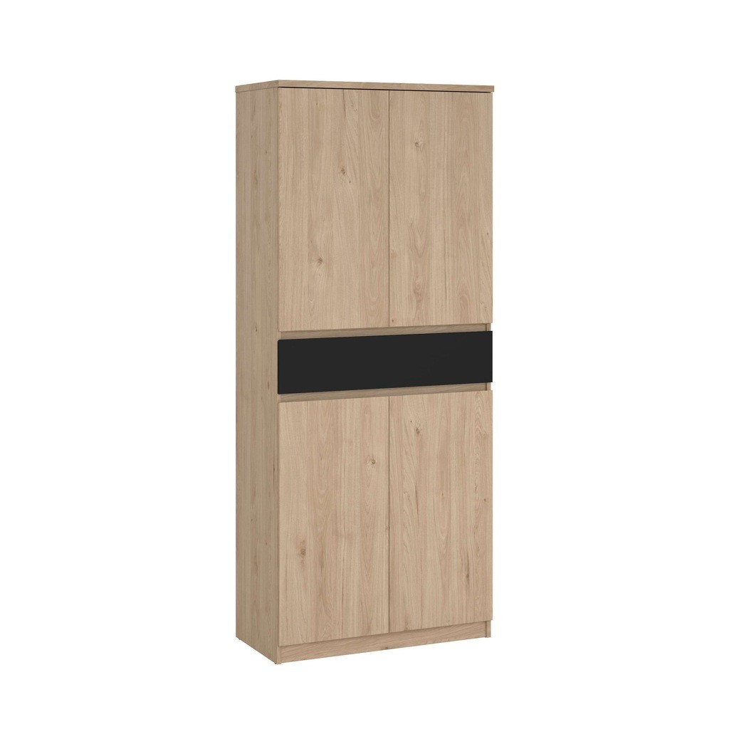 Florence 4 Door Single Drawer Jackson Hickory Oak and Black Shoe Cabinet - image 4