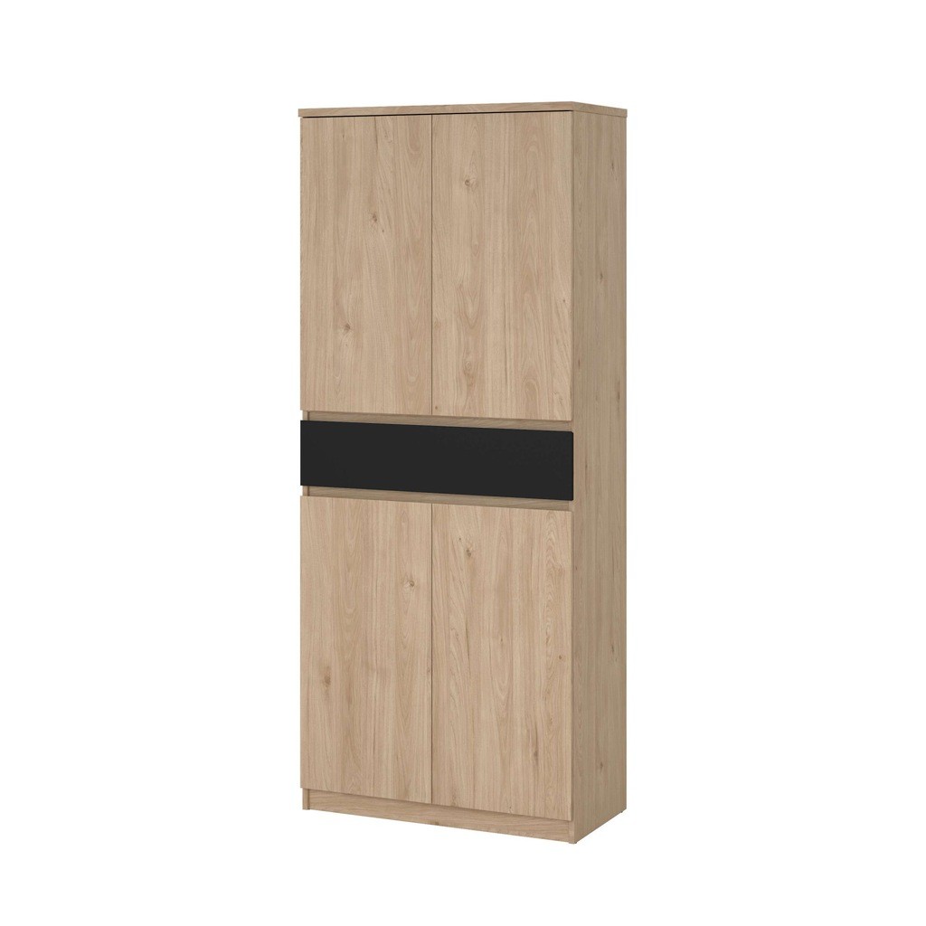 Florence 4 Door Single Drawer Jackson Hickory Oak and Black Shoe Cabinet - image 5