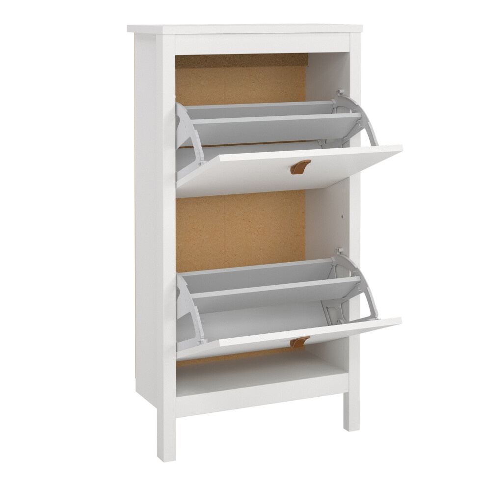 Florence Barcelona 2 Flip Down Doors White Shoe Cabinet - image 4