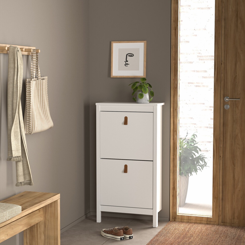 Florence Barcelona 2 Flip Down Doors White Shoe Cabinet - image 5