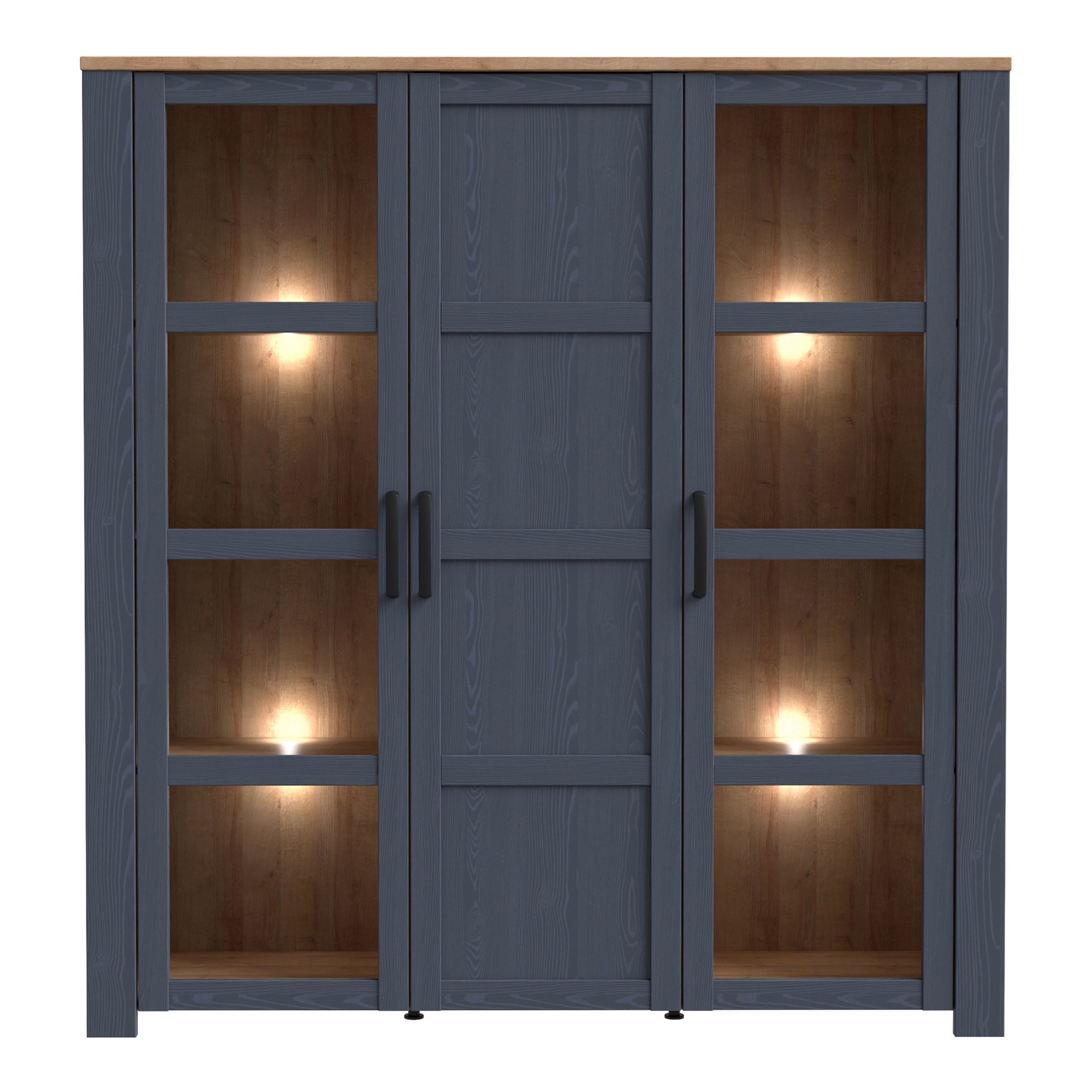 Florence Bohol 3 Door Riviera Oak and White Large LED Display Cabinet - image 2