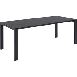 Matt black ceramic dining table with a sleek rectangular design and sturdy legs, perfect for modern dining spaces.