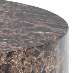 Florence Dice Brown Marble and Delhi Rough Paper Round Coffee Table Set of 2 - image 2