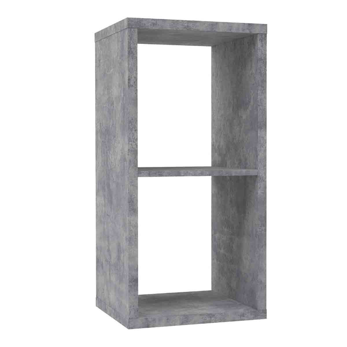Concrete grey storage unit with one shelf, featuring a sleek, modern design and a minimalist aesthetic, ideal for organizing and displaying items.
