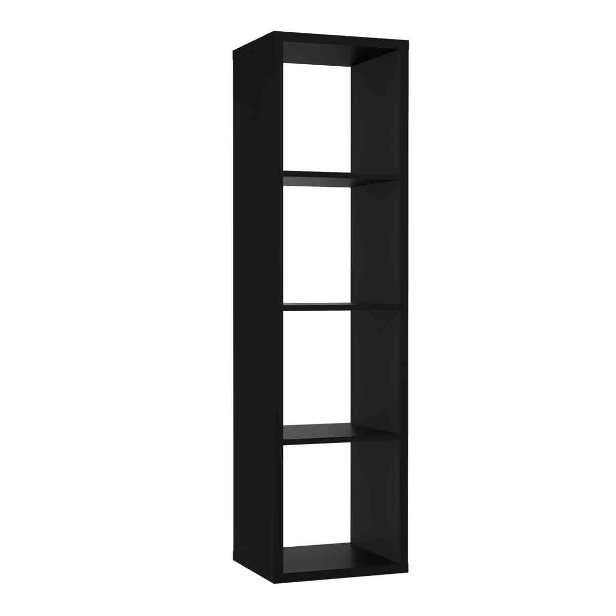 Mauro 3 Shelves Storage Unit in matte black, featuring a sleek, modern design with three open shelves and a tall, narrow structure suitable for various storage needs.