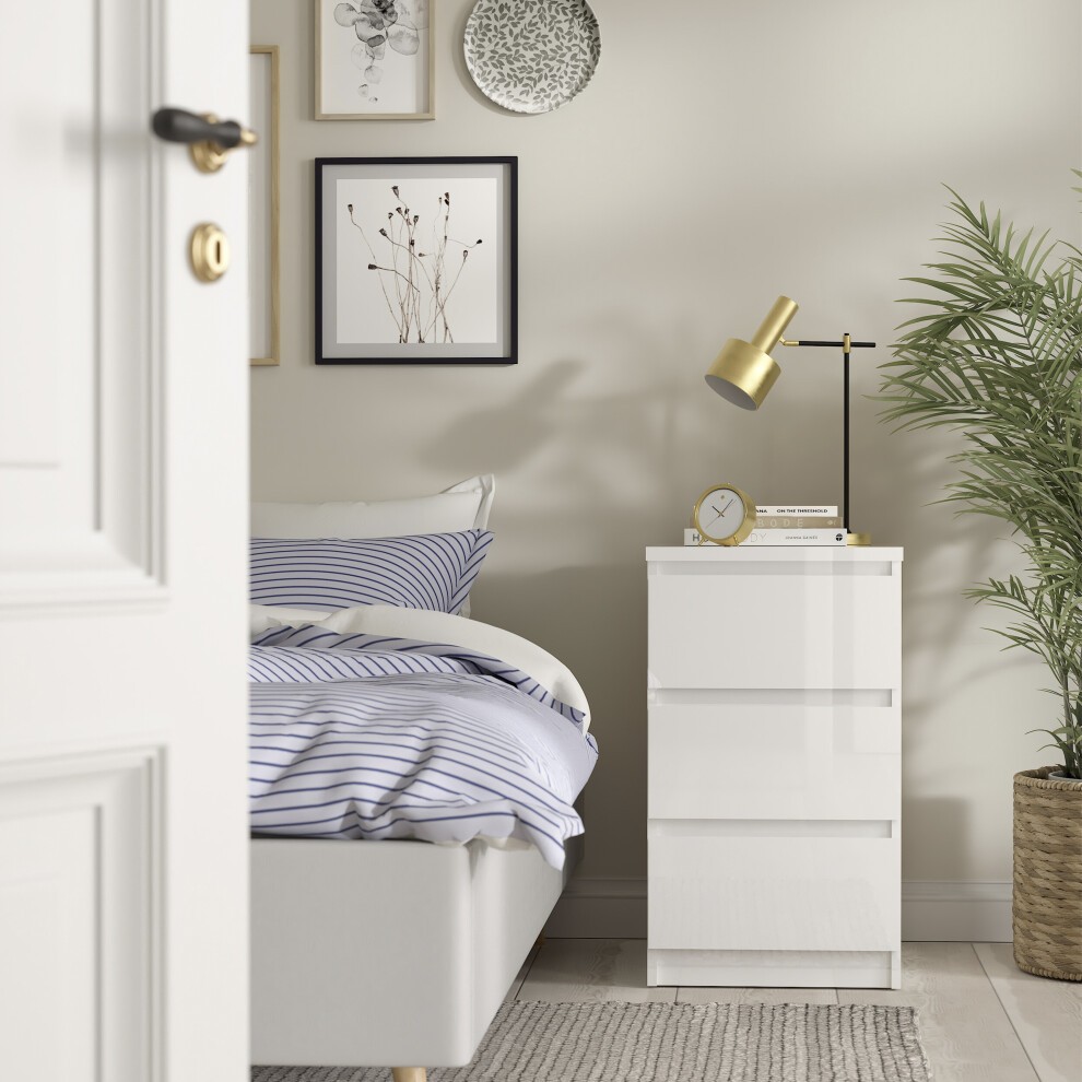 Florence Naia White High Gloss 3 Piece Bedroom Furniture Set - image 3