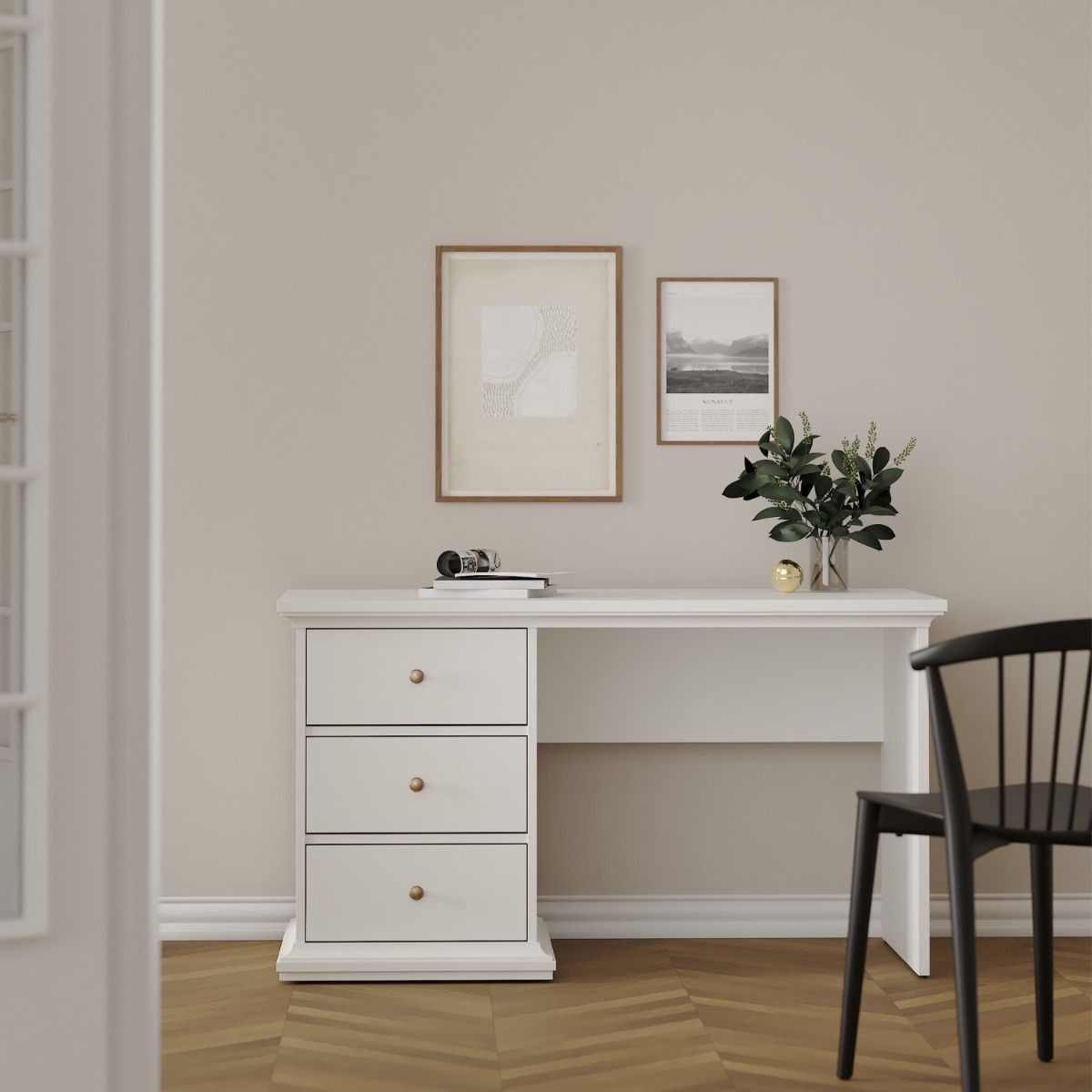 Florence Paris 3 Drawer Desk Matt Grey - image 2