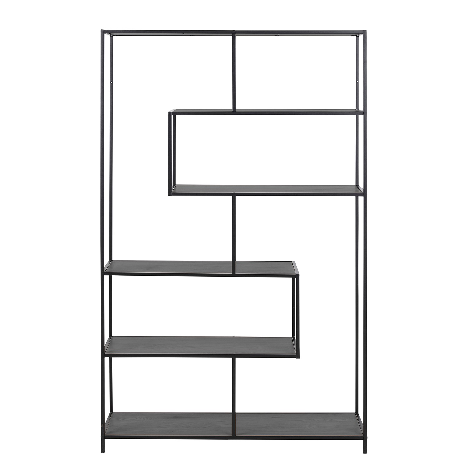 Florence Seaford 5 Shelf Black Large Metal Asymmetrical Bookcase - image 2
