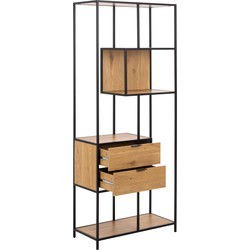 Florence Seaford Wild Oak 2 Drawer 4 Tier Tall Bookcase - image 3