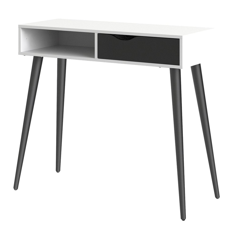 Florence Single Drawer Single Shelf White and Matt Black Console Table - image 2