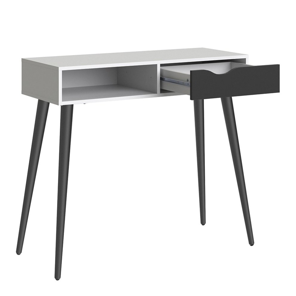 Florence Single Drawer Single Shelf White and Matt Black Console Table - image 3