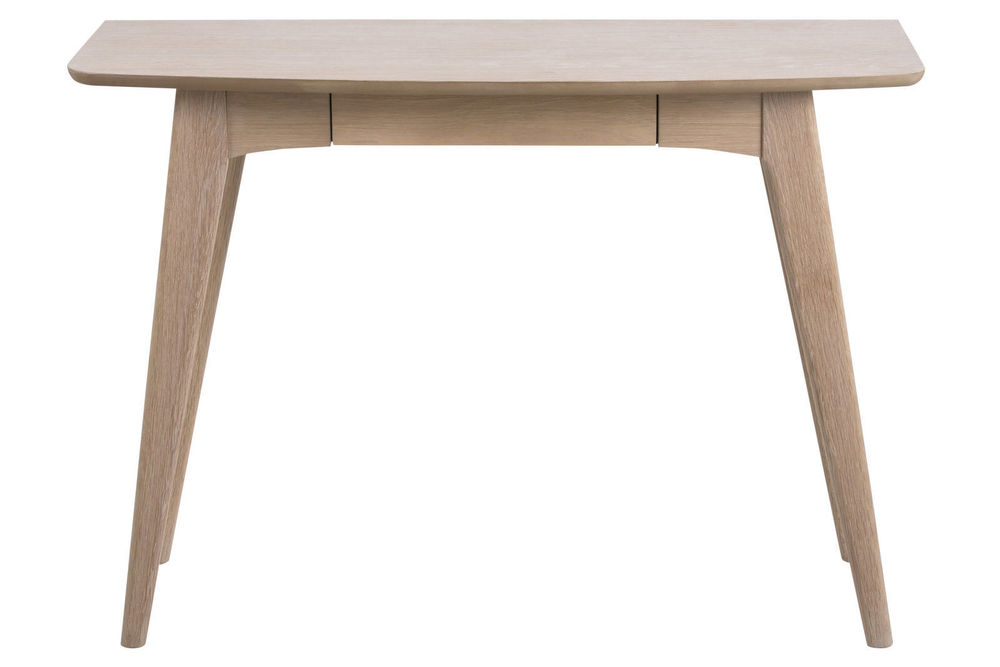Woodstock 1 Drawer Desk in light oak finish, featuring a minimalist design with tapered legs and a single drawer for storage.