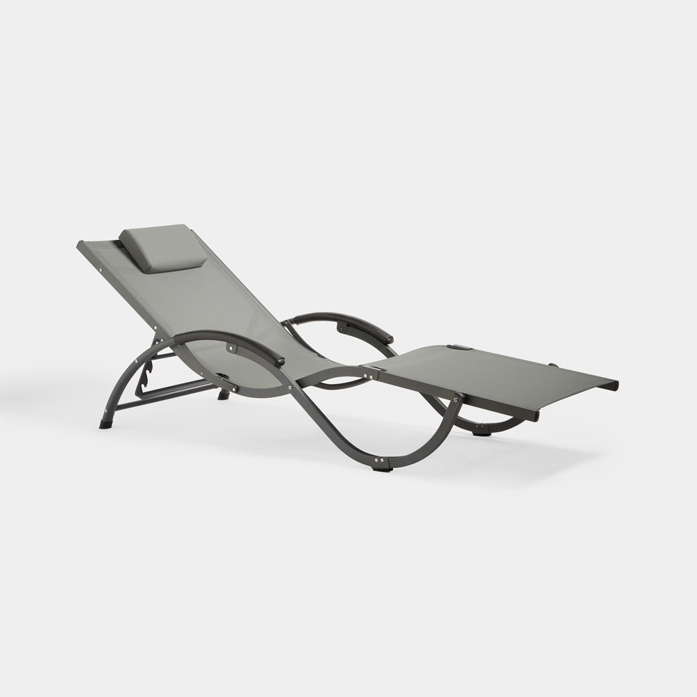 VonHaus VonHaus Lindos Folding Textoline Sunlounger - Grey