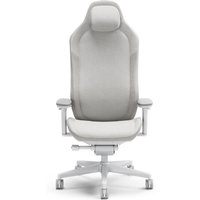 White Fractal Design Refine gaming chair with padded seat, high backrest, adjustable armrests, and five-wheel base.