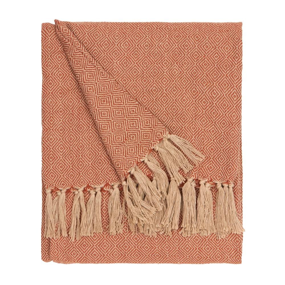 Furn Dessa Geometric Orange Woven Throw 130 x 180cm - image 2
