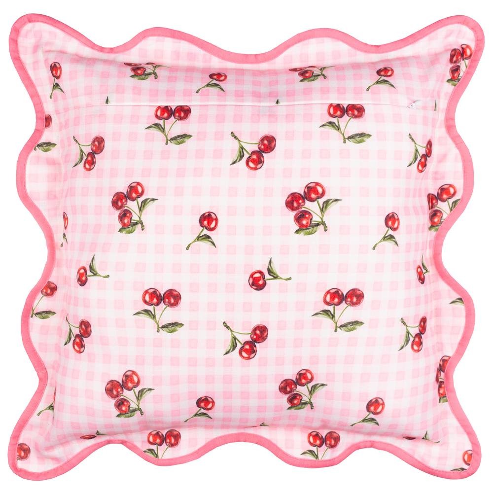Furn Fruits Cherries Gingham Check Pink Cushion 45 x 45cm - image 3