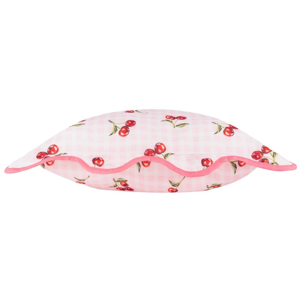 Furn Fruits Cherries Gingham Check Pink Cushion 45 x 45cm - image 4