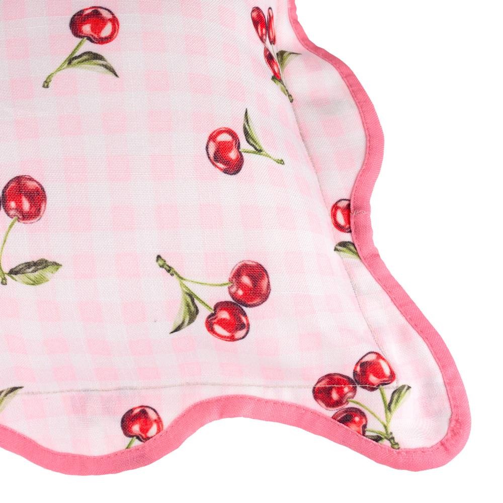 Furn Fruits Cherries Gingham Check Pink Cushion 45 x 45cm - image 5