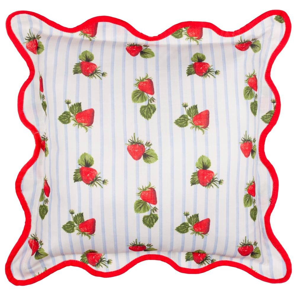 Furn Fruits Strawberries Stripe Blue Cushion 45 x 45cm - image 2